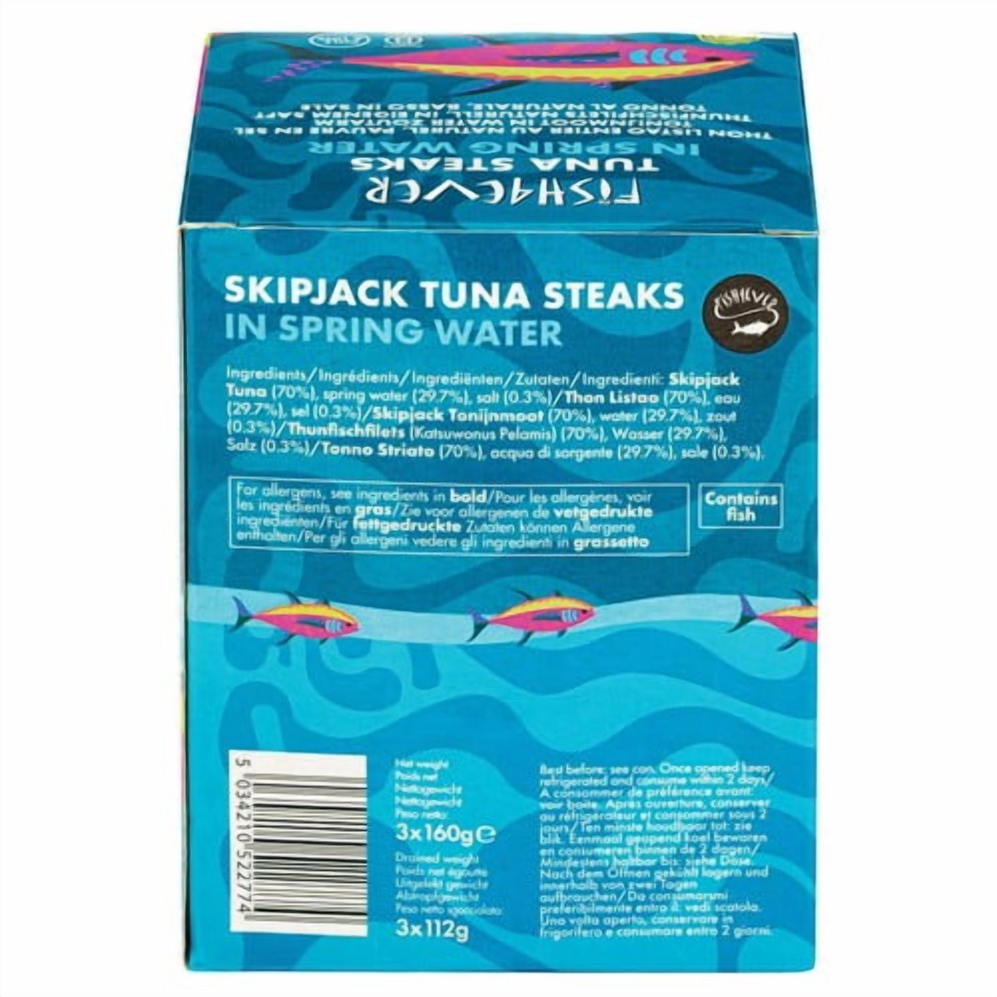 Fish 4 Ever Azores Skipjack Tuna Steaks in Spring Water 3 x 160g, British Import (Pack of 3)