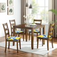 thumbnail image 6 of Yellow Blue Pioneer Flower Seat Covers for Dining Room Chairs Set Of 4,Stretch Printed Washable Chair Seat Cover with Elastic Ties and Button,Removable Waterproof Couch Cushion Covers, 6 of 6