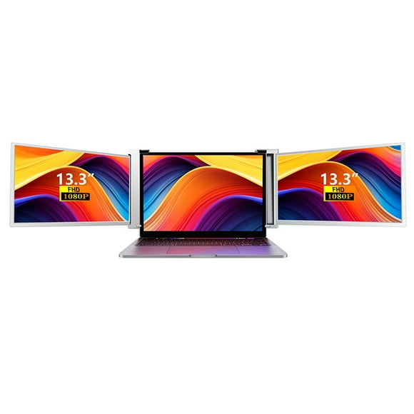 13.3" Laptop Screen Extender 1080P FHD Portable Triple Monitor for Laptop Folding Monitor Extender with Flexible Kickstand Carrying Bag
