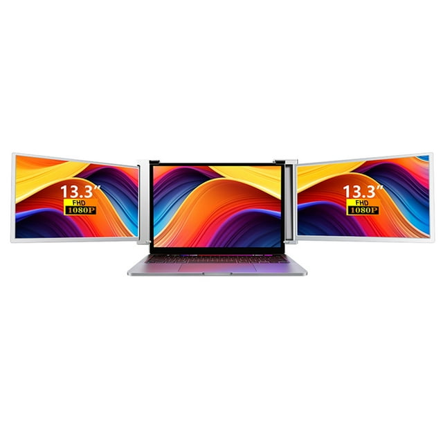 13.3" Laptop Screen Extender 1080P FHD Portable Triple Monitor for Laptop Folding Monitor Extender with Flexible Kickstand Carrying Bag