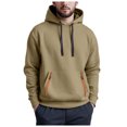 thumbnail image 3 of TOWED22 Hoodie Sweatshirt for Men Solid Color Hoodies Long Sleeve Pullover Athletic Classic Hooded Sweatshirts Comfy(Khaki,XXL), 3 of 9