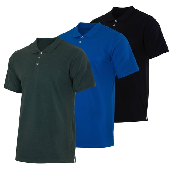 Real Essentials 3 & 4 Pack: Men's Cotton Pique Short Sleeve Polo Shirt - Performance Polo (Available In Big & Tall)