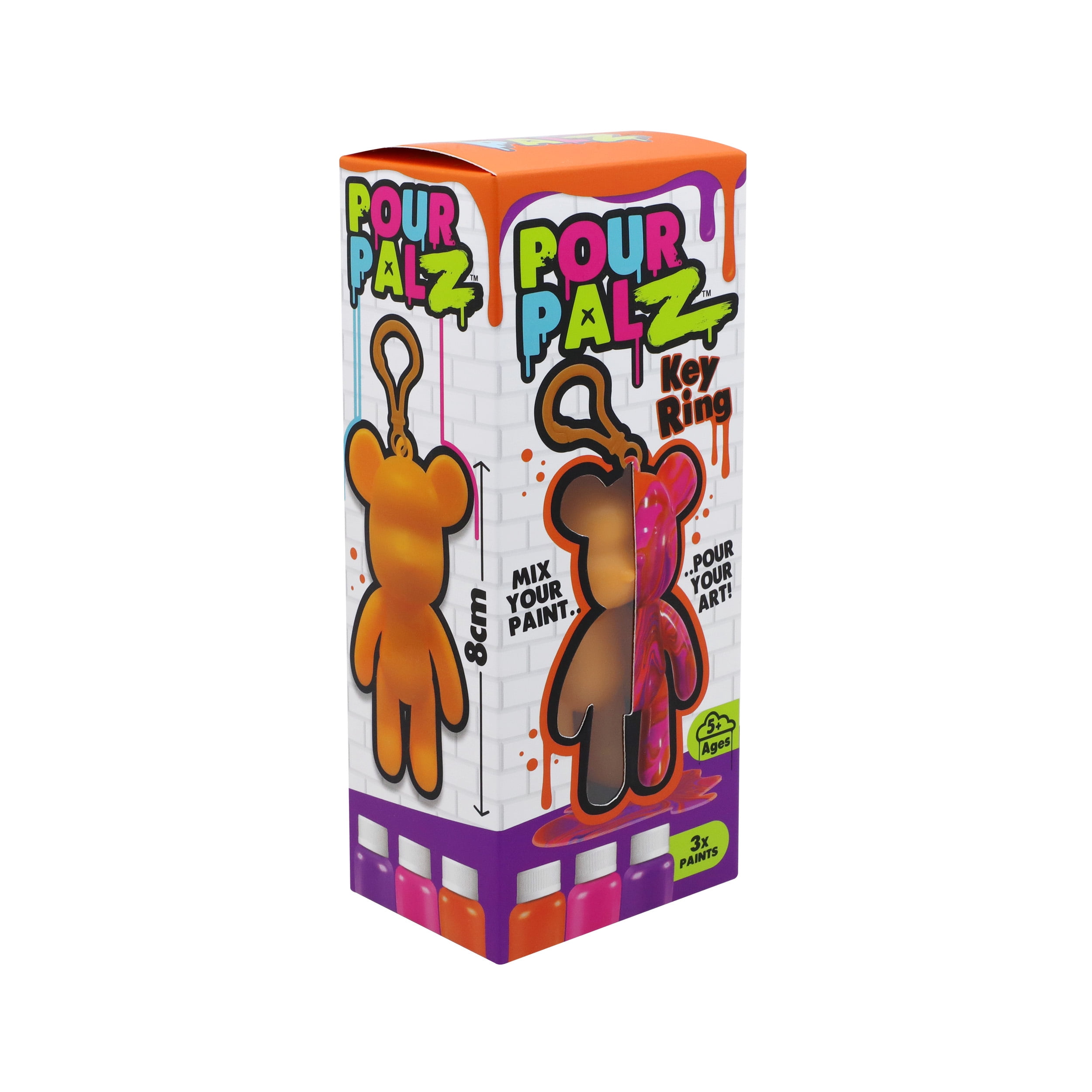Pour Palz Bear Neon Keyring Asst - DIY Paint & Pour Craft Kit for Kids Ages 5+