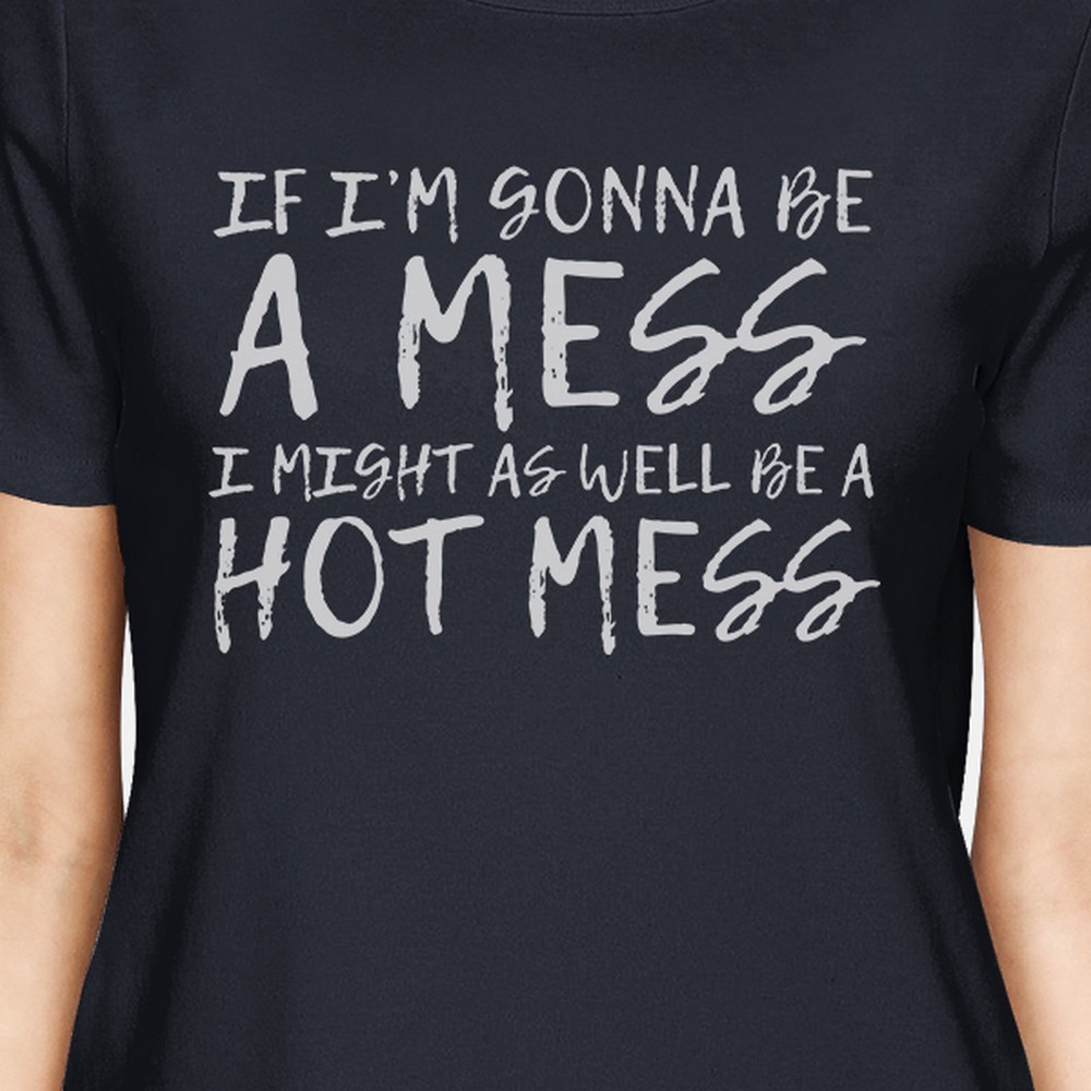 Hot Mess Womens Navy Crewneck Short Sleeve T-Shirt Gym Tee Shirt - image 2 of 4