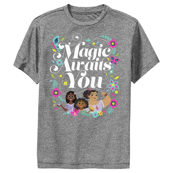 Boy's Encanto Mirabel Magic Awaits You  Performance Graphic Tee Charcoal Heather X Large