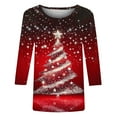 thumbnail image 4 of Holiday Gifts! Titcea Christmas Shirts for Women 3/4 Sleeve Crewneck Glitter Xmas Tree Print Pullover Christmas Sweaters 2024 Fashion Casual Tops, 4 of 4