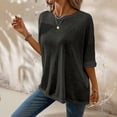 thumbnail image 6 of Womens Summer Shirts Plus Size Batwing Sleeve Versatile Neck Oversized Tshirts for Women Black 2XL, 6 of 7