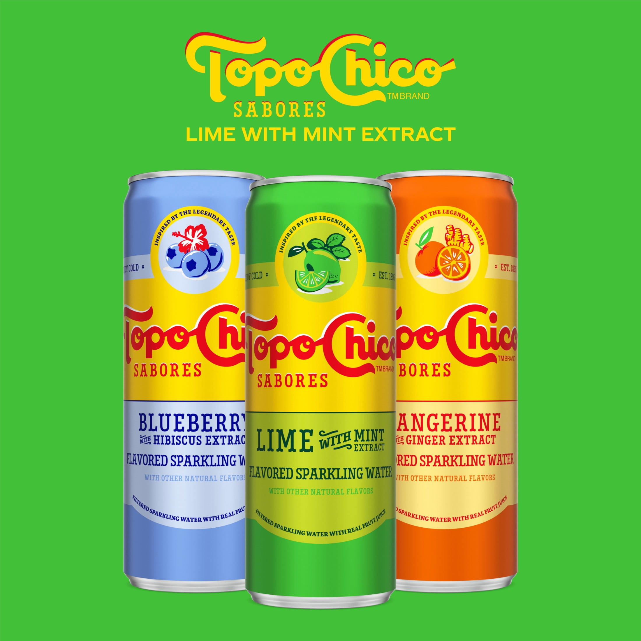 Topo Chico Sabores Lime with Mint Extract Flavored Sparkling Water Cans, 12 fl oz, 8 Pack