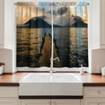 thumbnail image 2 of Ambesonne Landscape Kitchen Curtains, Wooden Pier on Lake, 55"x39", Multicolor, 2 of 3