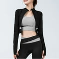 thumbnail image 2 of IROINNID Women's Zip Up Jacket Long Sleeve Solid Color Round Neckline Outwear, Comfy Wear Color Matching Long Speed Dry Tight Slimming Sports Fitness Running Yoga Jacket, 2 of 9