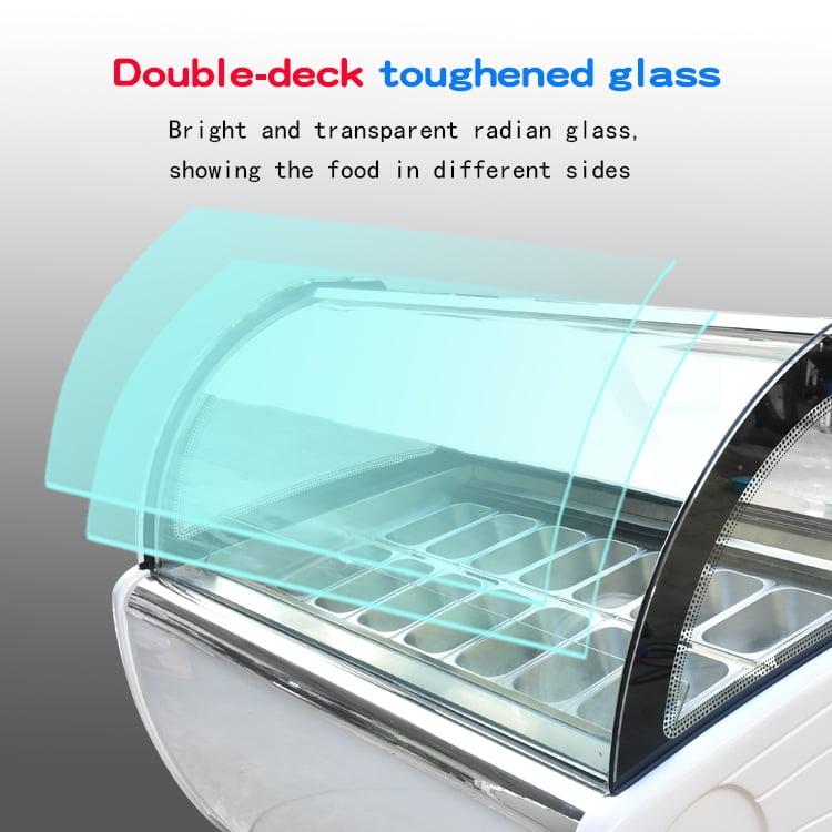 Kolice Commercial 16 Pans Gelato Showcase Display Freezer, Ice Cream Showcase, Ice cream Display Freezer-Auto Defrost, Anti-fog Glass, Cooling Air Convection