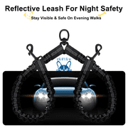 Double Dog Leash for Walking 2 Dogs - Tangle-Free 360° Swivel & Shock-Absorbing Bungee(Black)