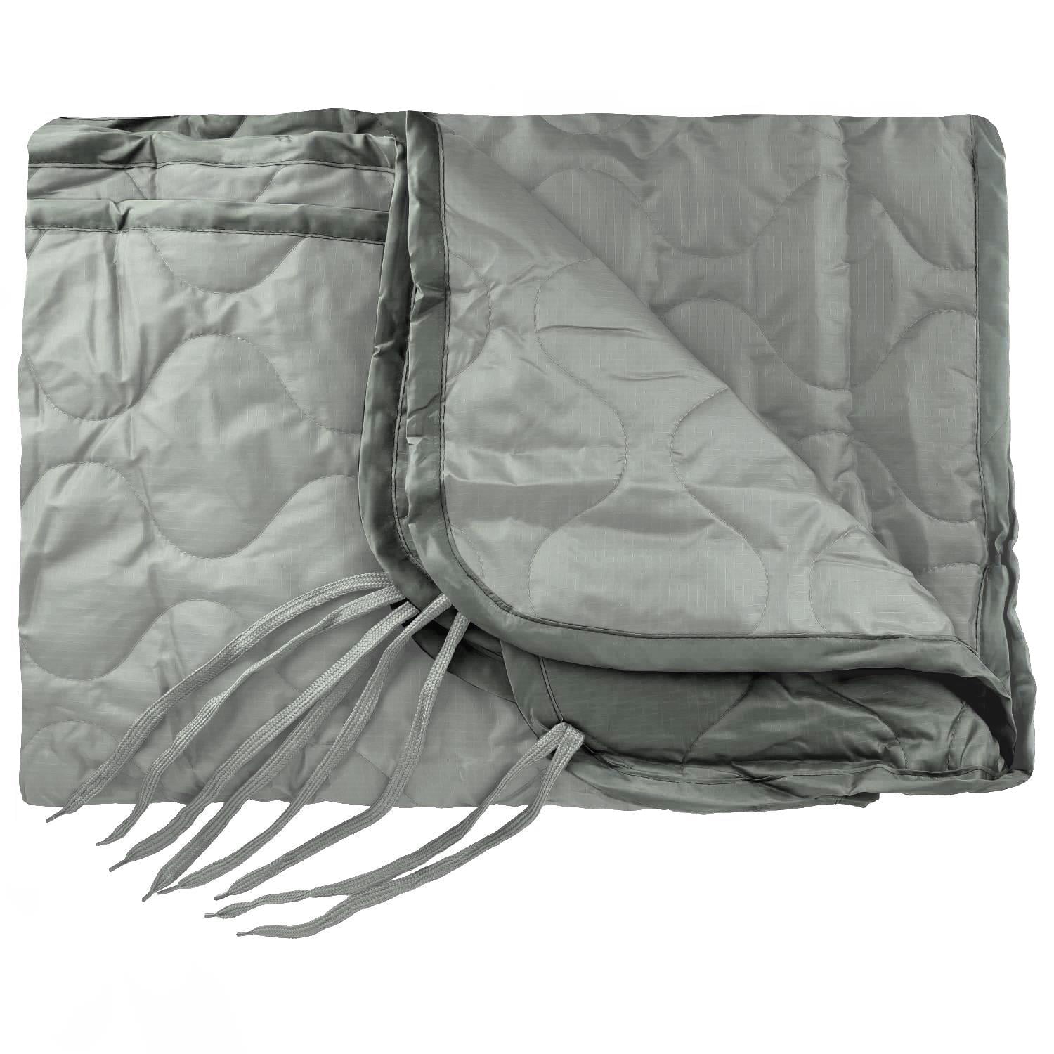 Army Poncho US GI Liner Quilted Travel Blanket Sleeping Bag Mat Woodland Camo 