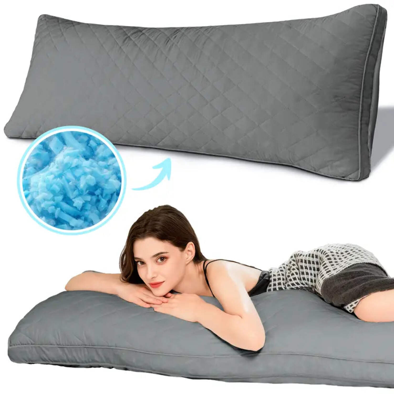 【Labor Day】Elnido QUEEN Memory Foam Body Pillow,Firm  Fluffy Long Bed Pillows for Sleeping,Large Body Pillows for Adults