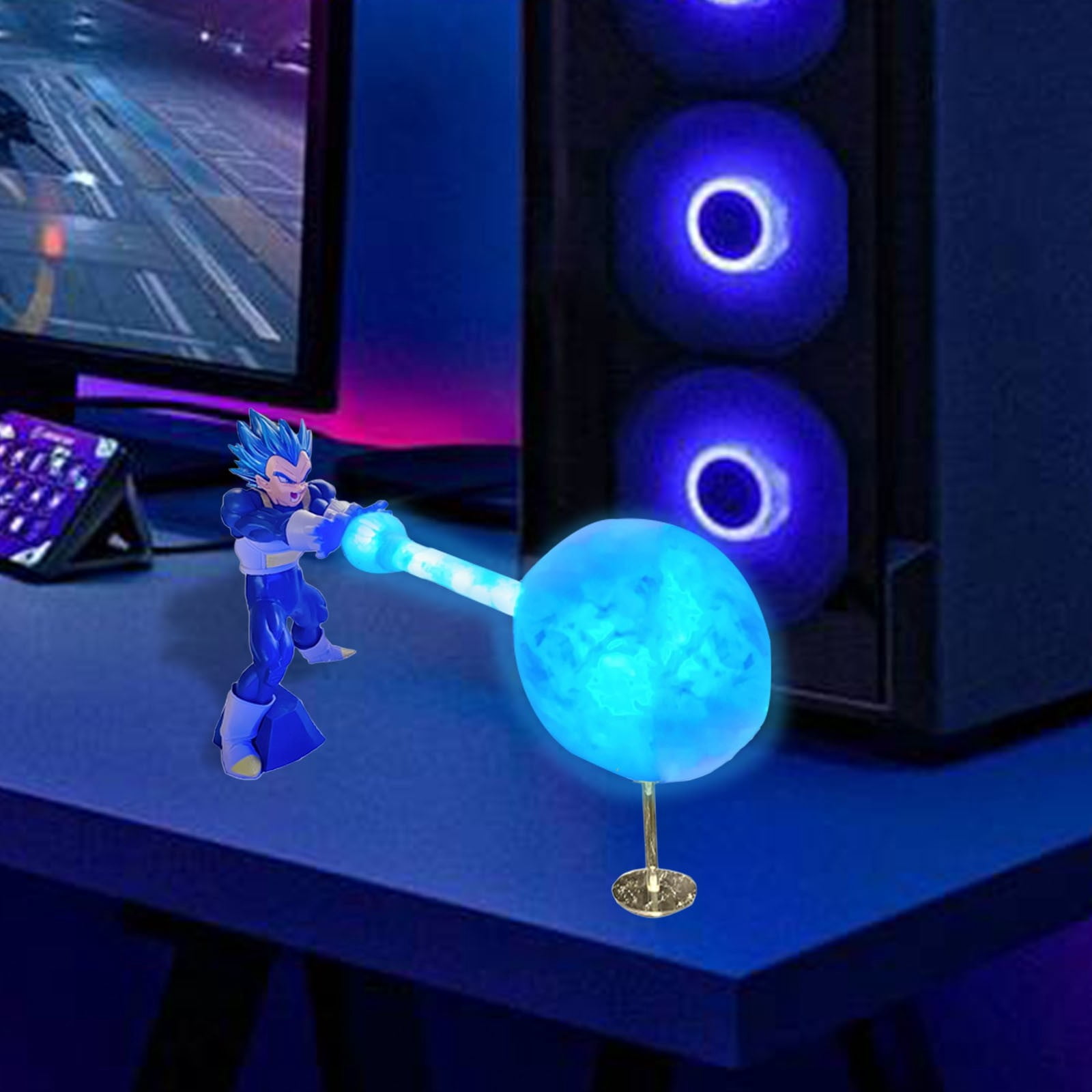 Dragon Ball Anime Character Night Light Figurine Decorative Led Lamp Vegeta Toys Peripheral Desktop Ornament-Vegeta Blue