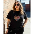 thumbnail image 3 of T Shirts for Women Short Sleeve Cotton Crewneck T-Shirt, Colorful Rose Embroidered Flowers Tee Tops Casual Basic T-Shirts, XS-5XL Black XXL, 3 of 7