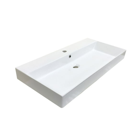 Energy 85.01 Wall Mount/Vessel Bathroom Sink in Ceramic White with One Faucet Hole