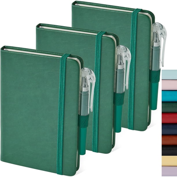 Cuaderno NIRMIRO 3 unidades mini de cuero 9 x 14,5 cm verde