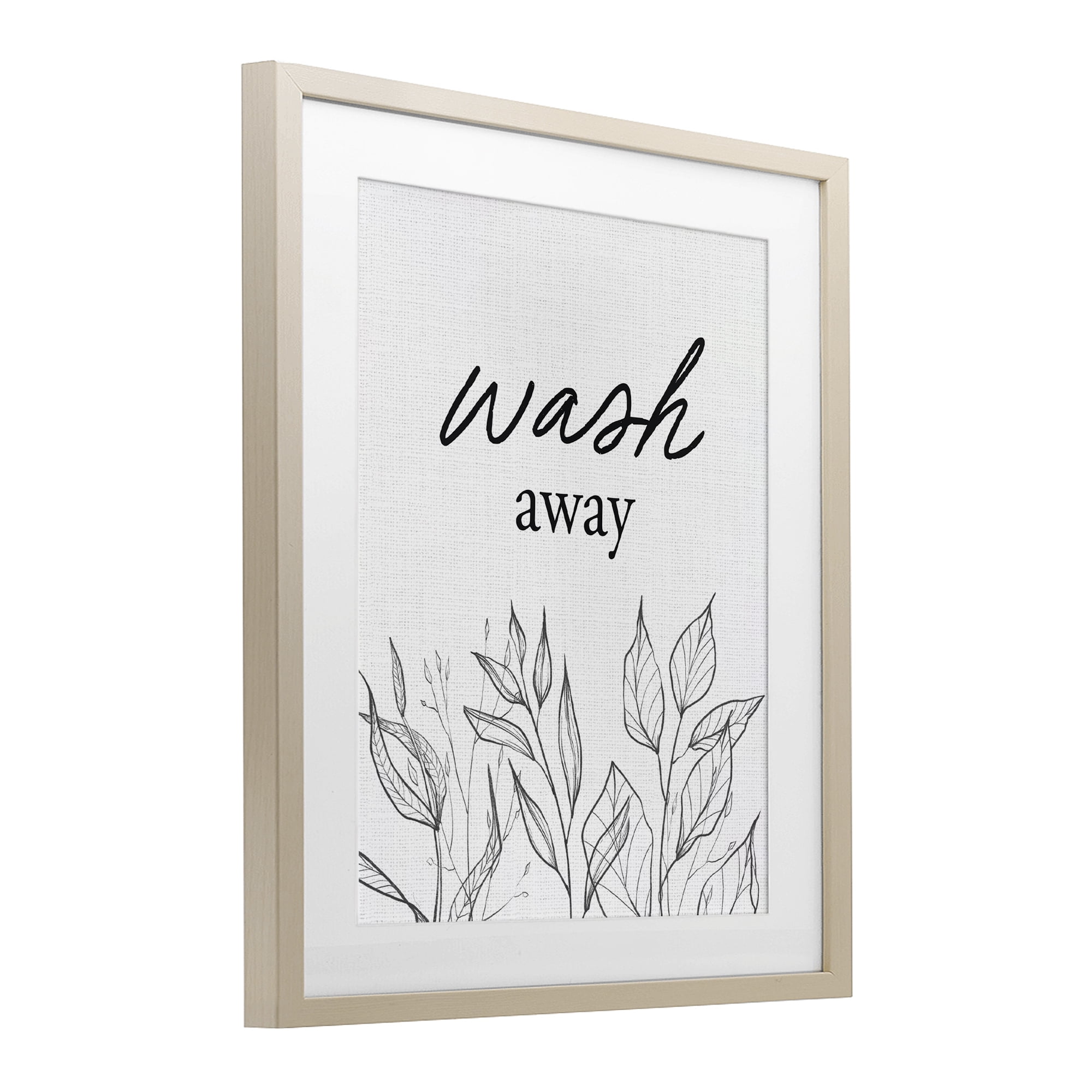 Minimalist Leaves Wash Away Birch Framed Print Under Glass, design by Lettered and Lined