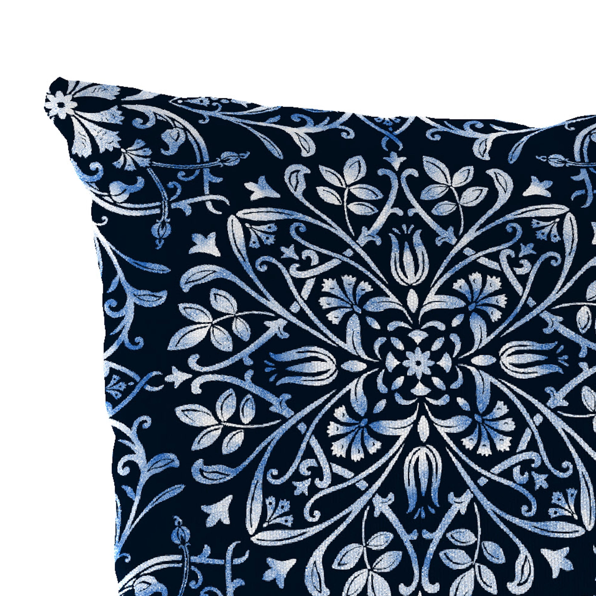 Jordan Manufacturing 12" x 18" Dresden Midnight Navy Damask Rectangular Outdoor Lumbar Throw Pillow (2 Pack)