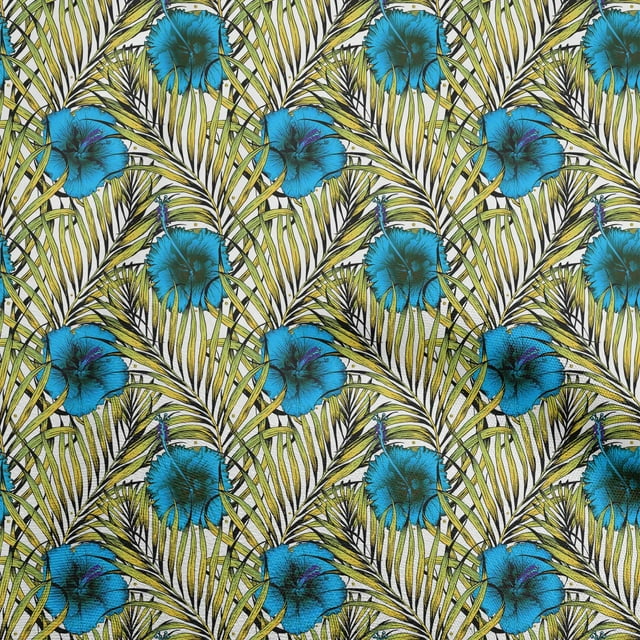 oneOone Cotton Poplin Twill Medium Blue Fabric Tropical Craft Projects Decor Fabric Printed By The Yard 56 Inch Wide
