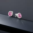 thumbnail image 5 of Gem Stone King 925 Sterling Silver Pink Moissanite Stud Earrings for Women (4.48 Cttw, Oval 9X7MM), 5 of 5