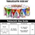 thumbnail image 2 of Happy Birthday Tablecloth Round - Birthday Cake Circle Table Cloth 60 Inch Colored Flags Flowers Table Cover for Home Kitchen Outdoor Patio, 2 of 7