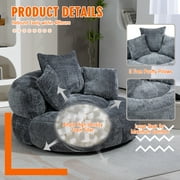 MOONMISS Chenille Upholstered Durable Comfort Lounger Bean Bag Lazy Sofa with Three Pillows-Gray