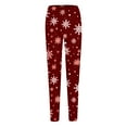 thumbnail image 6 of Christmas Fall Polyester Ankle-Length Spandex Leggings for Women Red Snowflake Women's Day Autumn And Winter Artistic Splash Printed Soft Stretchy Pants L, 6 of 6