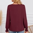 thumbnail image 5 of vigerkar Womens Long Sleeve Tunic Tops Fashion Loose Fit Dressy Tops Pleated Front Crewneck Shirts Business Casual Cute Tee (Wine, XL), 5 of 6