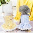 thumbnail image 3 of Spring Summer Pet Dress - Lace Hem - Checkered Pattern - Button Decor - Cartoon Embroidered - Lace-up Design - Puppy Sling Skirt - Cute Pet Suspenders Dress, 3 of 8