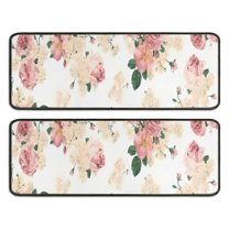 Kitchen Rugs Sets Of 2,Pioneer Flower Floral Print Pattern Anti Fatigue Kitchen Mat Rugs Non Slip Washable,Decorative Kitchen Floor Mats for Kitchen,Sink,Laundry,17"x47" 17"x47"