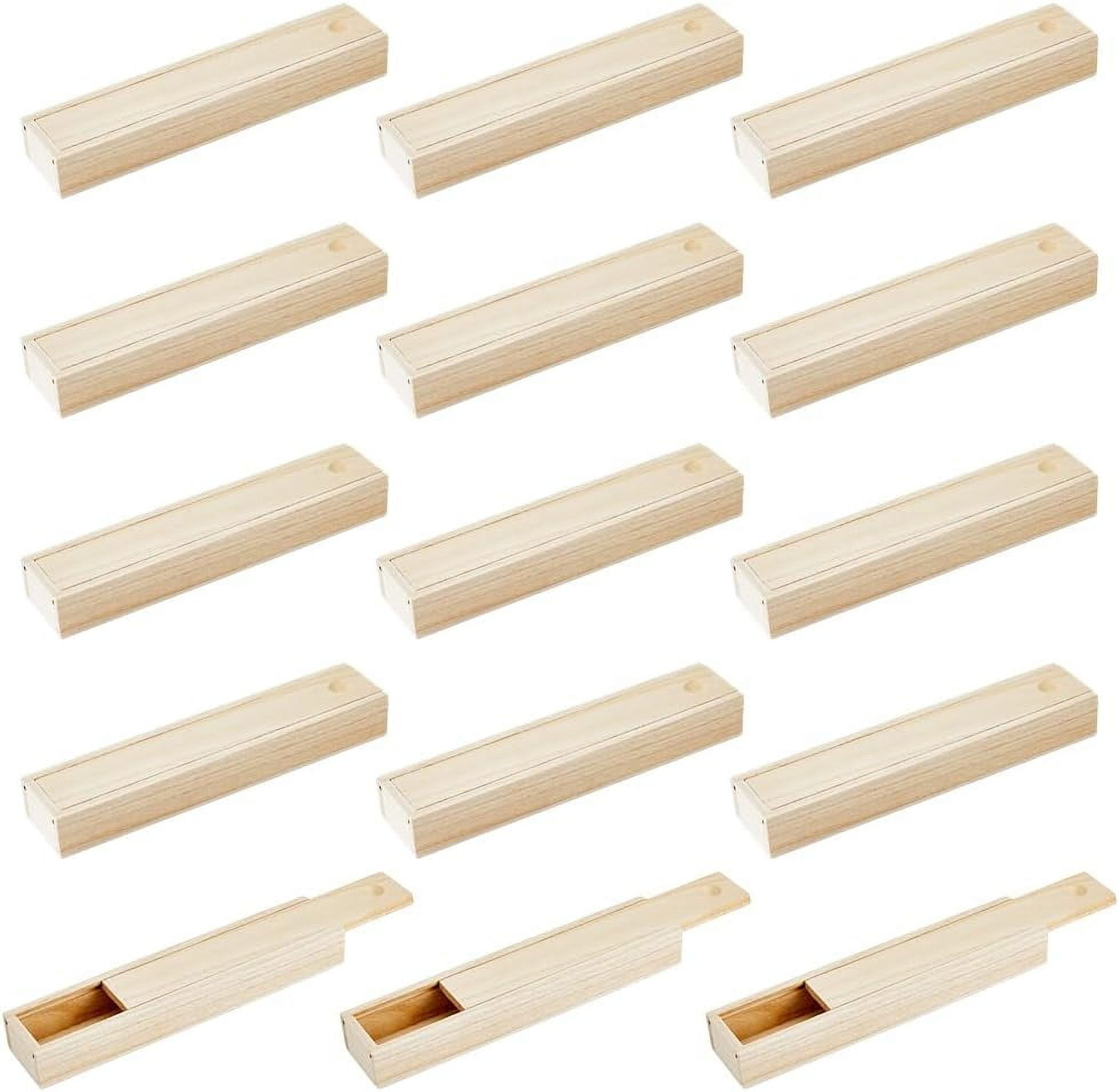 6Pcs Wood Box with Slide Lid 6.6x3.7inch Unfinished Wooden Storage Box Small Wooden Box Trinket Storage Box with Slide Top for DIY Crafts Home Decoration Jewelry 6pcs