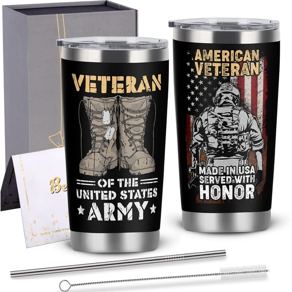 Cosictic Veteran''s Day Gift For Veteran, Military Veteran 20 Oz Travel Tumbler, Birthday Christmas Gift For Us Army Veteran Men Grandpa Papa