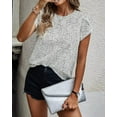 thumbnail image 4 of PRETTYGARDEN Women's Shirts Summer Casual Crewneck Lace Crochet Short Sleeve Blouses Cute Floral Print Loose Tunic Tops, 4 of 7