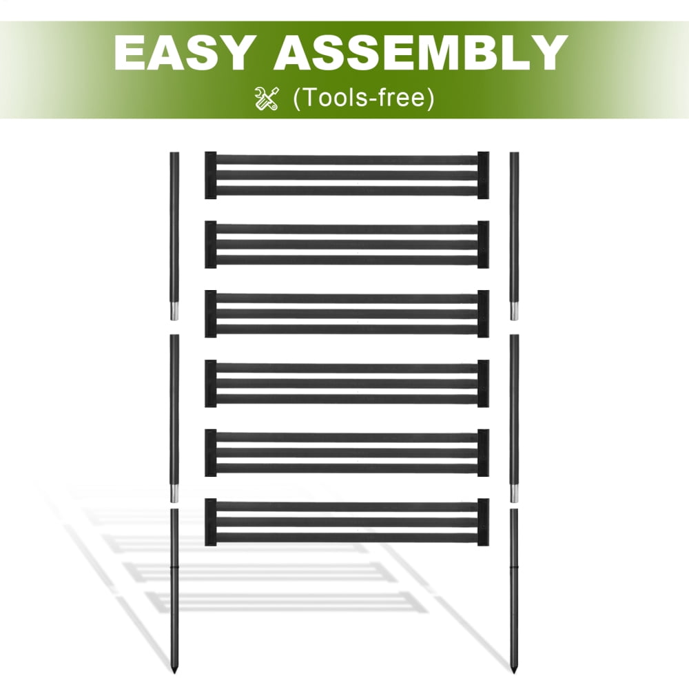 Sturdy Decorative Fence Screens, 3x4ft Black Galvanized Steel Privacy Screens for Backyard Seclusion