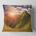 thumbnail image 2 of Designart Sunrise Over Green Mountains - Landscape Photo Throw Pillow - 18x18, 2 of 5
