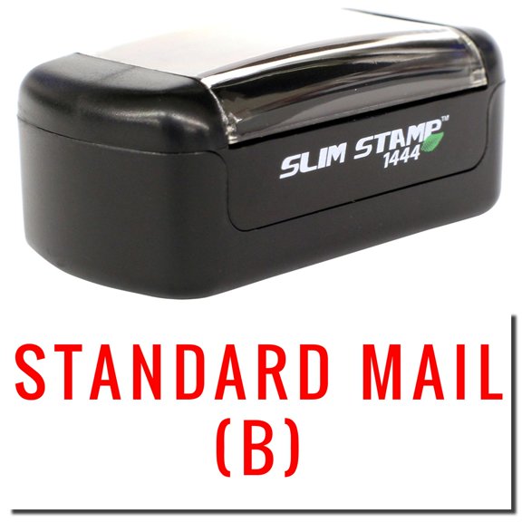 Slim Pre-Inked Standard Mail B Stamp, Slim 1444, Ultra Slim Design, Impression Size 1/2" by 1-3/4", Up to 25,000 Impressions - Red Ink