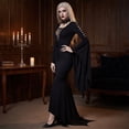 thumbnail image 6 of KLHDSF Halloween Women's Morticia Floor Dress Costume Adult Women Gothic Witch Vintage Dress Black XL, 6 of 6