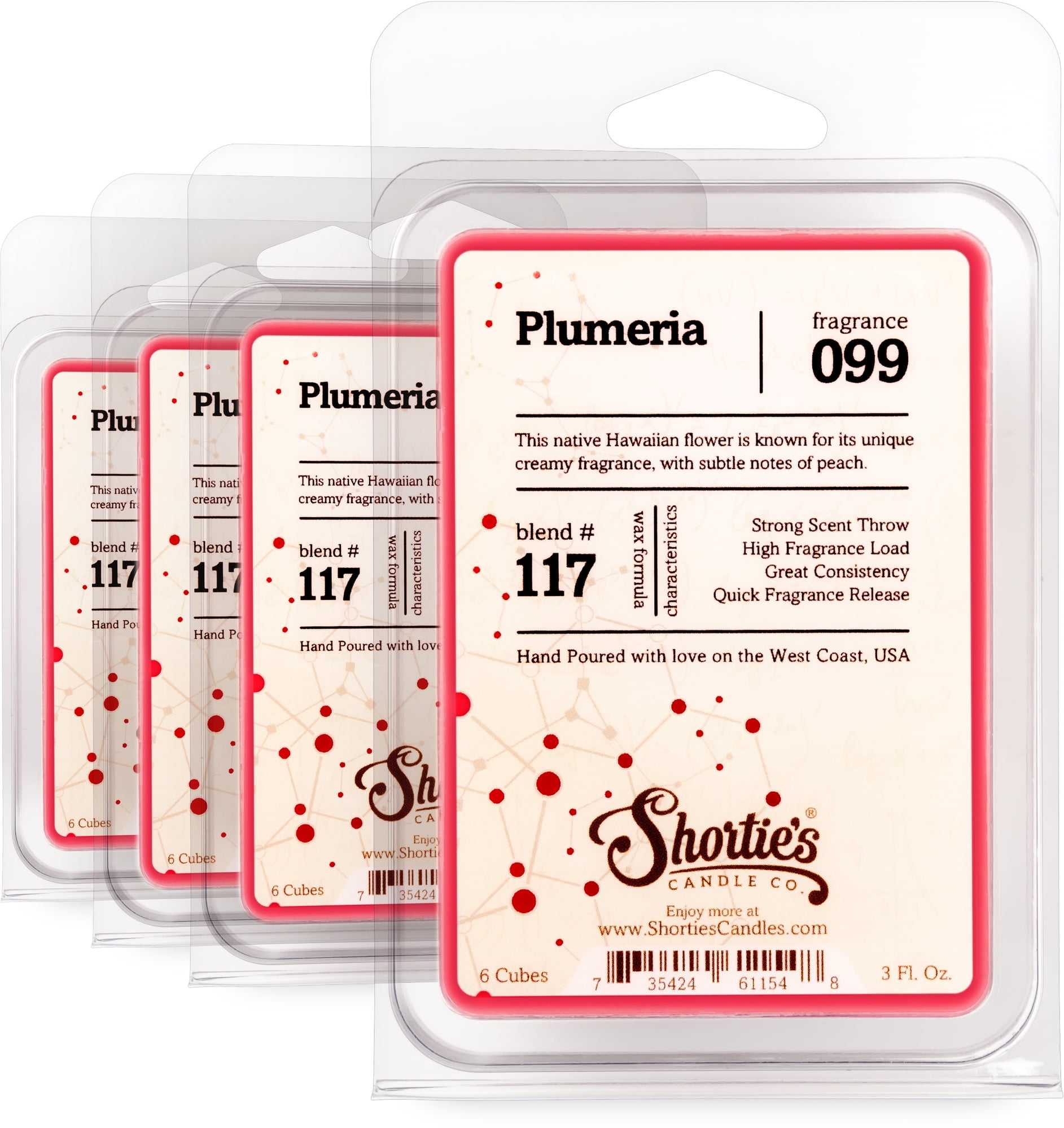 Pure Plumeria Wax Melts Bulk Pack - Highly Scented + Natural Oils - Shortie's Candle Company