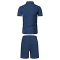 thumbnail image 4 of VBTAPA Mens Shorts Sets 2025 Summer 2 Piece Outfits Waffle Knit Quarter Zip Polos with Drawstring Waist Shorts Casual Golf Track Suit Beach Vacation Set with Pockets Limited Time Sale Dark Blue L, 4 of 8