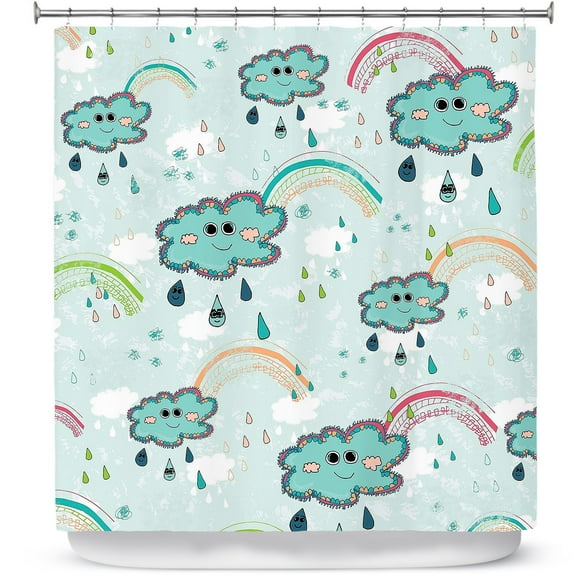 Shower Curtains 70" x 93" from DiaNoche Designs by Metka Hiti - Rainbow Clouds Blue