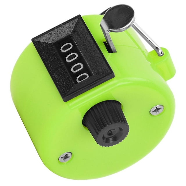 BERM 4 Digit Hand Tally Counter Plastic Button Portable Counting Tool with Hook Green