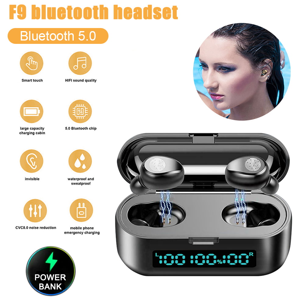 F9 Wireless Headset Bluetooth 5.0 Earbuds with Battery Display Digital In-ear Touch Wireless Headset with Case for Phones with Bluetooth - Walmart.com