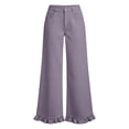 thumbnail image 6 of Levmjia Women High Waisted Wide Leg Pants with Ruffle Hem Flare Trousers Casual Loose Fit with Pockets Solid Color for Summer, 6 of 6