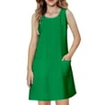 thumbnail image 2 of FINALGANG Girls Kids Solid Color Eyelet Knit Dress Sleeveless Crewneck A Line Dress With Front Pockets For Summer Casual Wear Stylish Dress, 2 of 6