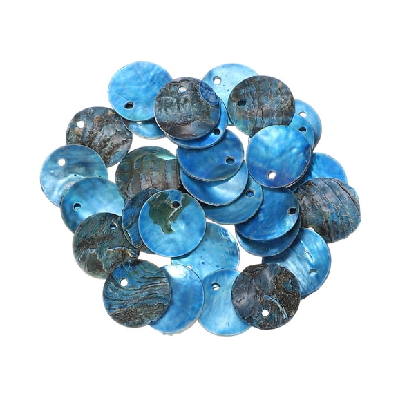 Uxcell 30Pcs Capiz Shells, 1.5cm/0.6" Round Blue Shells with 2 Holes for Seashell Wind Chimes Curtain Shell Garland DIY Jewelry Craft Wedding Home Decoration, Blue