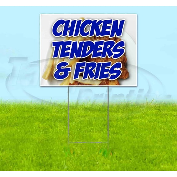 Chicken Tenders And Fries (18" x 24") Yard Sign, Includes Metal Step Stake