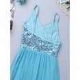 thumbnail image 5 of YONGHS Kids Girls V-Neck Sequined Ballet Lyrical Dance Dress Camisole Leotard Dancewear 5-14 Light Blue 10-12, 5 of 7