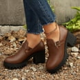 thumbnail image 4 of Xfvqtps Womens Loafer with Buckle Chunky Heel Fashion Casual Flats Round Toe Leather Mary Jane Shoes Slip On Walking Shoe for Ladies, 4 of 9